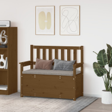 vidaXL mézbarna tömör fenyőfa pad 112,5x51,5x96,5 cm bútor