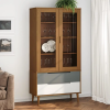 vidaXL MOLDE barna tömör fenyőfa vitrin szekrény 90 x 35 x 175 cm