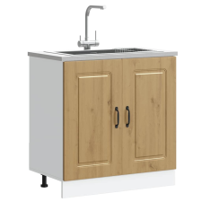 vidaXL Mosogató sljzat szekrény Kalmar kézműves tölgy 80x46x81,5 cm bútor