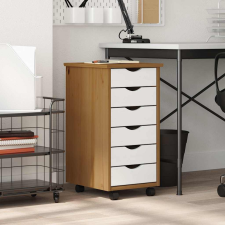 vidaXL MOSS mézbarna tömör fenyőfa görgős szekrény fiókokkal (4015783) bútor