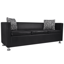 vidaXL Műbőr háromszemélyes kanapé fekete bútor