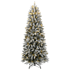 vidaXL műkarácsonyfa 150 LED-del és pelyhes hóval 120 cm (3315763) műfenyő