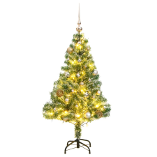 vidaXL műkarácsonyfa 150 LED-del, gömbszettel és hópehellyel 150 cm műfenyő