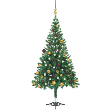 vidaXL műkarácsonyfa 564 ággal LED fényekkel és gömbökkel 180 cm (3077489) műfenyő