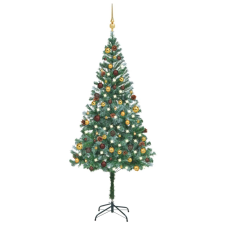 vidaXL műkarácsonyfa LED-del / gömbszettel / tobozzal 180 cm (3077528) műfenyő