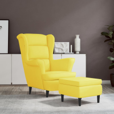 vidaXL mustársárga bársony magas háttámlájú fotel lábtartóval bútor