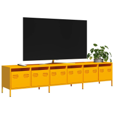 vidaXL mustársárga hidegen hengerelt acél TV-szekrény 202x39x43,5 cm bútor