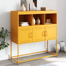 vidaXL mustársárga hideghengerelt acél tálalószekrény 100,5x39x107 cm bútor