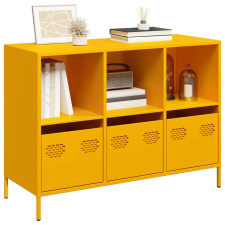 vidaXL mustársárga hideghengerelt acél tálalószekrény 101,5x39x73,5 cm bútor