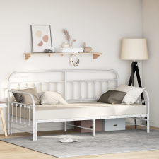 vidaXL Napágy keret kihúzható ággyal, fehér, 90x190 cm, acél ágy és ágykellék