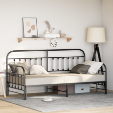 vidaXL Napágykeret Ágyfeltétellel Fekete 100x200 cm Acél ágy és ágykellék