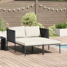 vidaXL Napozóágy párnákkal 2 fő részére Anthracite 115x153x69,5 cm Acél kerti bútor