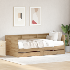vidaXL Nappali ágy fiókokkal Iparművészeti tölgy Rétegelt fa 75 x 190 cm ágy és ágykellék