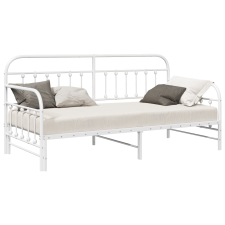 vidaXL Nappaliágy Fém Trundle ágyneműtartóval Fehér 90x200 cm (42002652) ágy és ágykellék