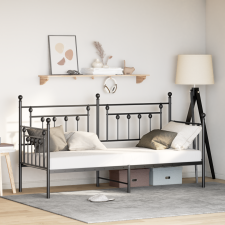 vidaXL Nappaliágy Keret Fekete 75x190 cm Acél ágy és ágykellék