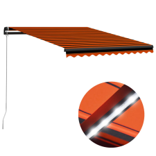 vidaXL Narancs és barna kézzel kihúzható led-es napellenző 300x250 cm kerti bútor