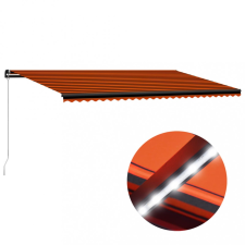 vidaXL Narancs és barna kézzel kihúzható LED-es napellenző 600x300 cm kerti bútor