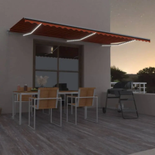 vidaXL narancs és barna kézzel kihúzható LED-es napellenző 600x300 cm kerti bútor