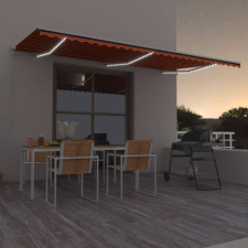 vidaXL narancs és barna kézzel kihúzható LED-es napellenző 600x350 cm kerti bútor