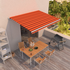 vidaXL narancs és barna kézzel kihúzható napellenző 450 x 350 cm kerti bútor