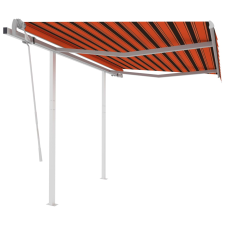 vidaXL narancs és barna kézzel kihúzható napellenző póznákkal 3x2,5 m kerti bútor
