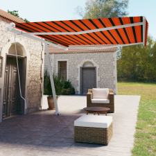 vidaXL narancssárga-barna kézzel kihúzható póznás napellenző 450x350cm lakástextília