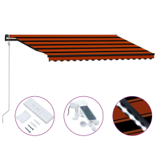 vidaXL narancssárga-barna szélérzékelős és LED-es napellenző 400x300cm kerti bútor