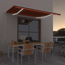 vidaXL narancssárga-barna szélérzékelős és LED-es napellenző 400x350cm kerti bútor