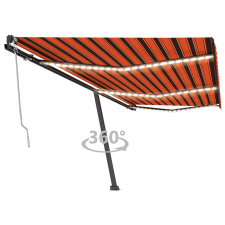 vidaXL narancssárga-barna szélérzékelős és LED-es napellenző 600x350cm lakástextília