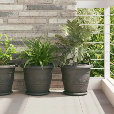 vidaXL Növénycserép 24 pcs Fekete Ø 30 x 25 cm Műanyag kerti tárolás