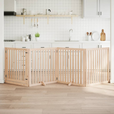 vidaXL nyárfa 4 paneles összecsukható kutyakapu ajtóval 320 cm szállítóbox, fekhely kutyáknak