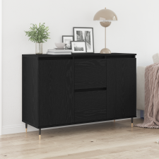 vidaXL Oldalszekrény Ajtókkal és Fiókokkal Fekete Tölgy 101,5x35x70 cm bútor