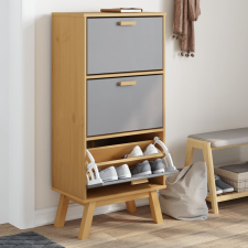vidaXL OLDEN szürke és barna tömör fenyőfa cipőszekrény 55x35x120 cm bútor