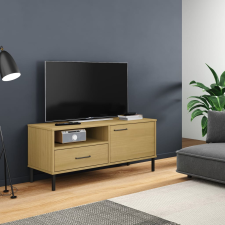 vidaXL OSLO barna tömör fenyőfa TV-szekrény fém lábakkal bútor