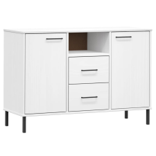 vidaXL OSLO fehér tömör fa tálalószekrény fémlábakkal 113x40x77 cm (351020) bútor