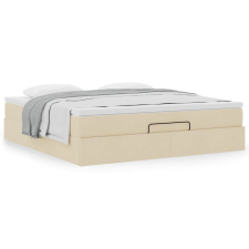 vidaXL Oszmán ágykeret matraccal krém 160x200cm szövet ágy és ágykellék