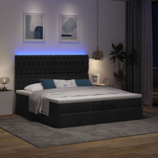vidaXL oszmán ágykeret matracokkal Fekete 200x200cm szövet ágy és ágykellék