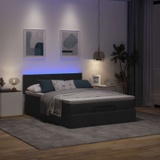 vidaXL Ottomán ágy matraccal fekete 140x200 cm anyaggal ágy és ágykellék