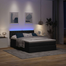 vidaXL Ottomán ágy matraccal fekete 140x200 cm anyaggal ágy és ágykellék