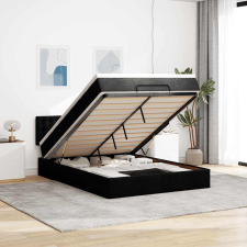 vidaXL Ottomán ágy matraccal fekete 140x200 cm anyaggal ágy és ágykellék