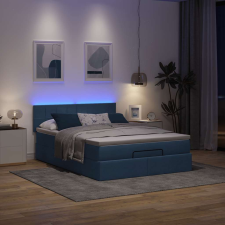 vidaXL Ottomán ágy matraccal kék 140x190 cm szövet ágy és ágykellék