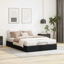 vidaXL Ottomán ágykeret matrac nélkül fekete 140x190 cm műbőr ágy és ágykellék