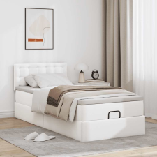 vidaXL Ottomán ágykeret matraccal Fehér 100x200cm műbőrrel ágy és ágykellék