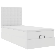 vidaXL Ottomán ágykeret matraccal Fehér 100x200cm műbőrrel (3312987) ágy és ágykellék