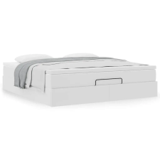 vidaXL Ottomán ágykeret matraccal Fehér 160x200cm műbőrrel ágy és ágykellék
