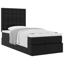 vidaXL Ottomán ágykeret matraccal Fekete 100x200cm műbőrrel ágy és ágykellék