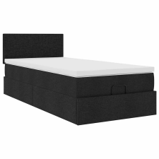 vidaXL Ottomán ágykeret matraccal fekete 100x200cm szövet (3311354) ágy és ágykellék