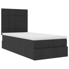 vidaXL Ottomán ágykeret matraccal fekete 100x200cm szövet (3313135) ágy és ágykellék