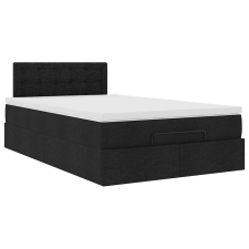 vidaXL Ottomán ágykeret matraccal fekete 120x200cm szövet (3311617) ágy és ágykellék