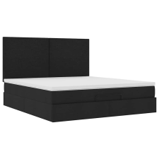 vidaXL Ottomán ágykeret matraccal fekete 160x200cm szövet (3313087) ágy és ágykellék